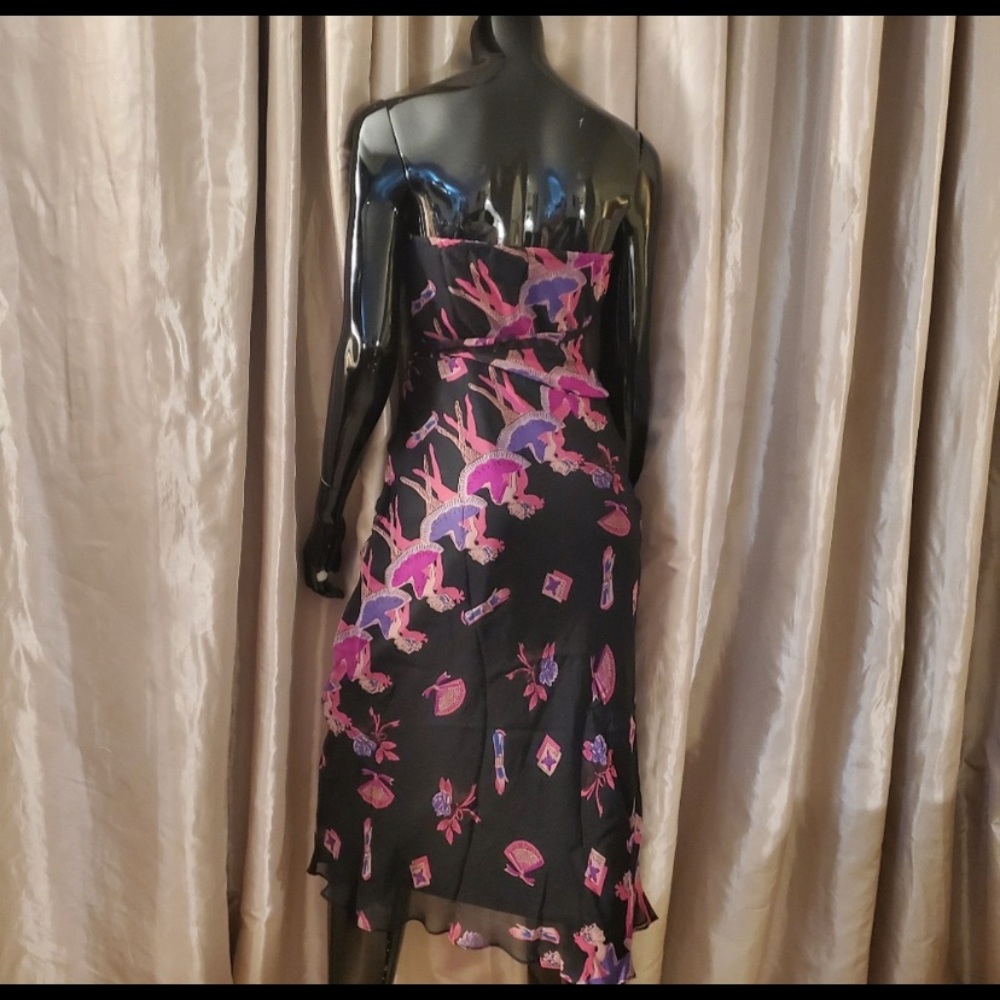 VINTAGE BETSEY JOHNSON SILK STRAPLESS BALLERINA MIDI DRESS 90s y2k FAIRYCORE - Picture 2 of 10